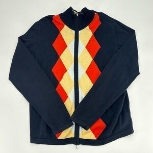 UEC Ben Sherman Argyle zipper front cardigan sweater size XL